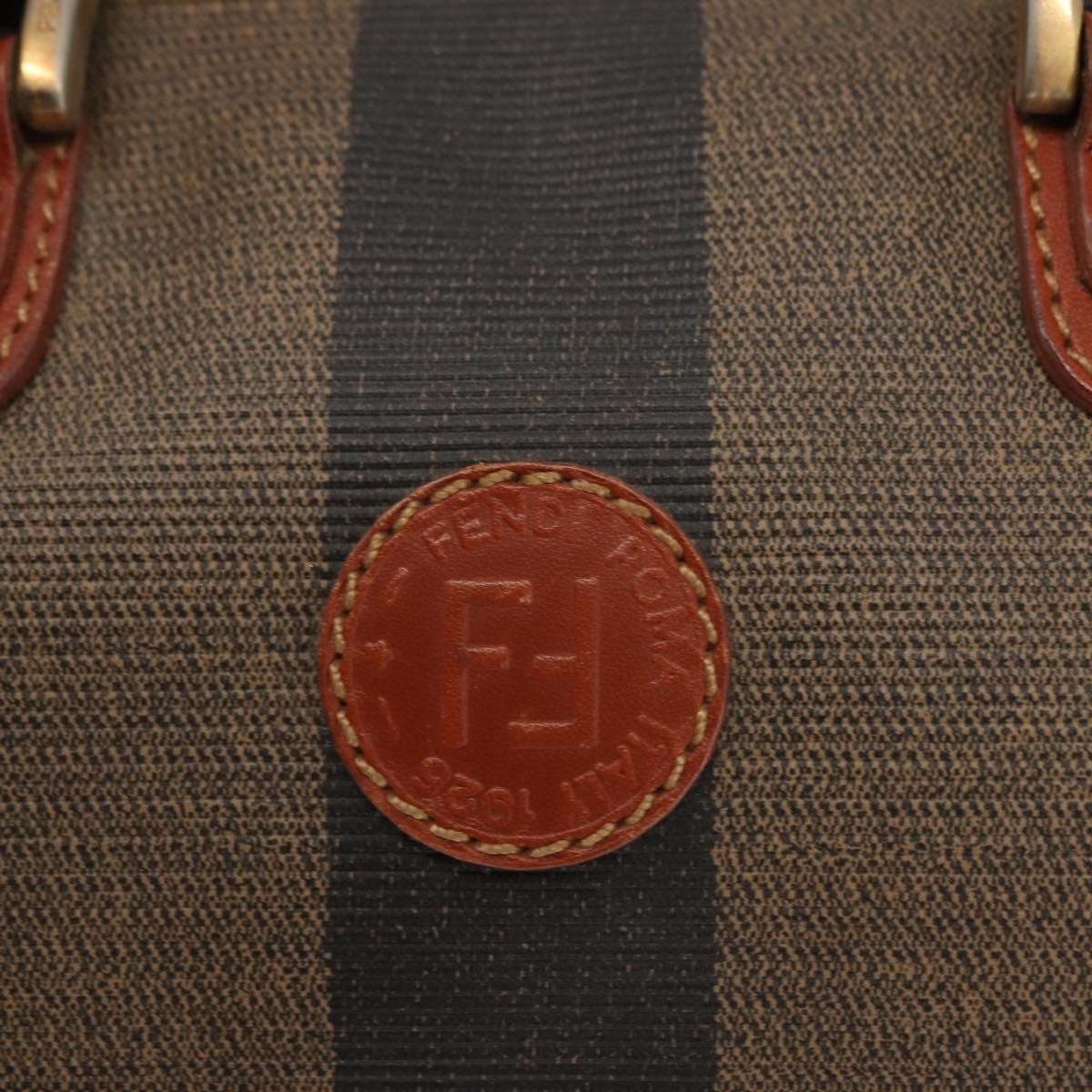 Fendi FENDI Pecan Canvas Hand Bag PVC Black Brown Authentic 146281