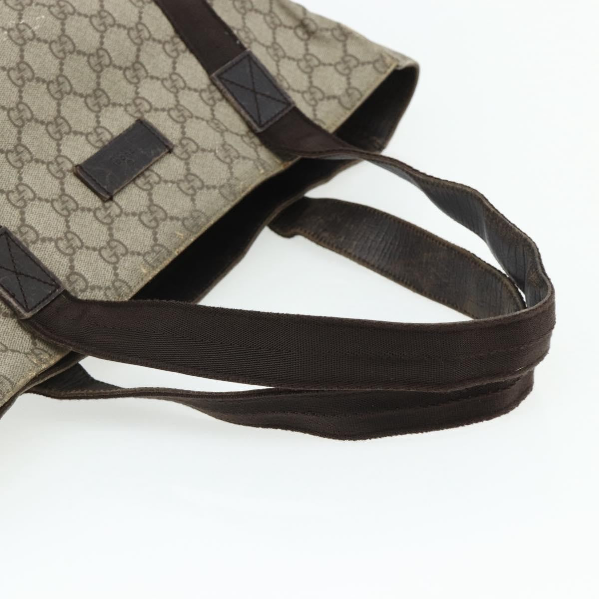 Gucci GUCCI GG Supreme Tote Bag PVC Beige Silver 141624 Authentic 178059