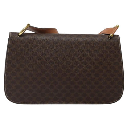 Celine CELINE Macadam Canvas Shoulder Bag PVC Leather Brown Gold Authentic 122137