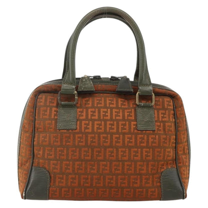 Fendi FENDI Zucchino Canvas Hand Bag Brown Authentic 175160