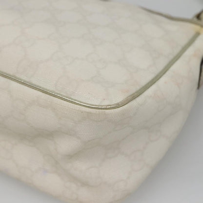 Gucci GUCCI GG Supreme Shoulder Bag PVC White Gold 190258 Authentic SW1471