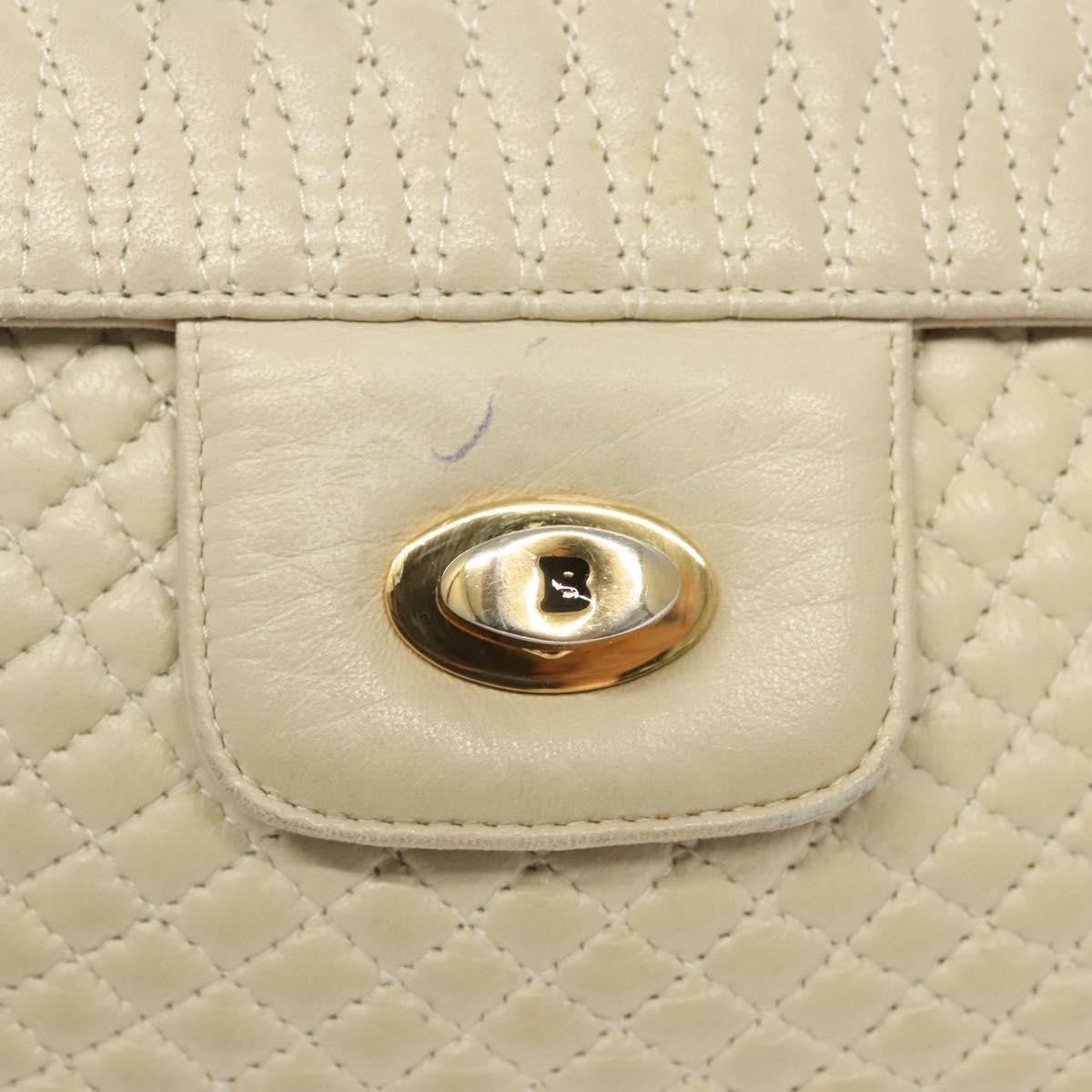BALLY BALLY Chain Shoulder Bag Leather White Gold Authentic 124788