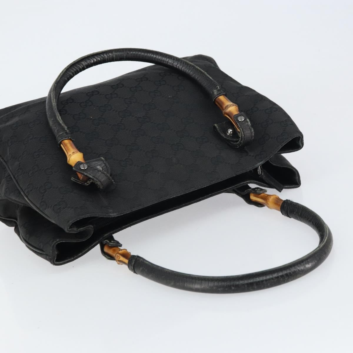 Gucci GUCCI GG Canvas Bamboo Tote Bag Black 112526 Authentic 158362