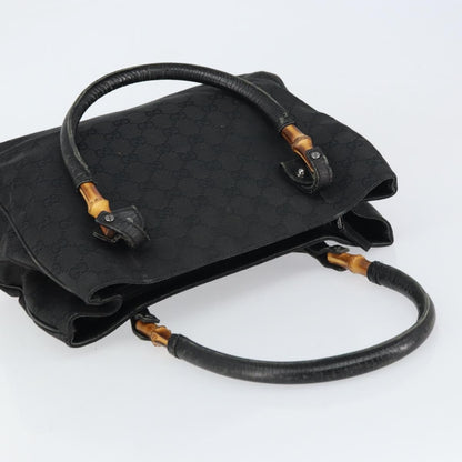Gucci GUCCI GG Canvas Bamboo Tote Bag Black 112526 Authentic 158362