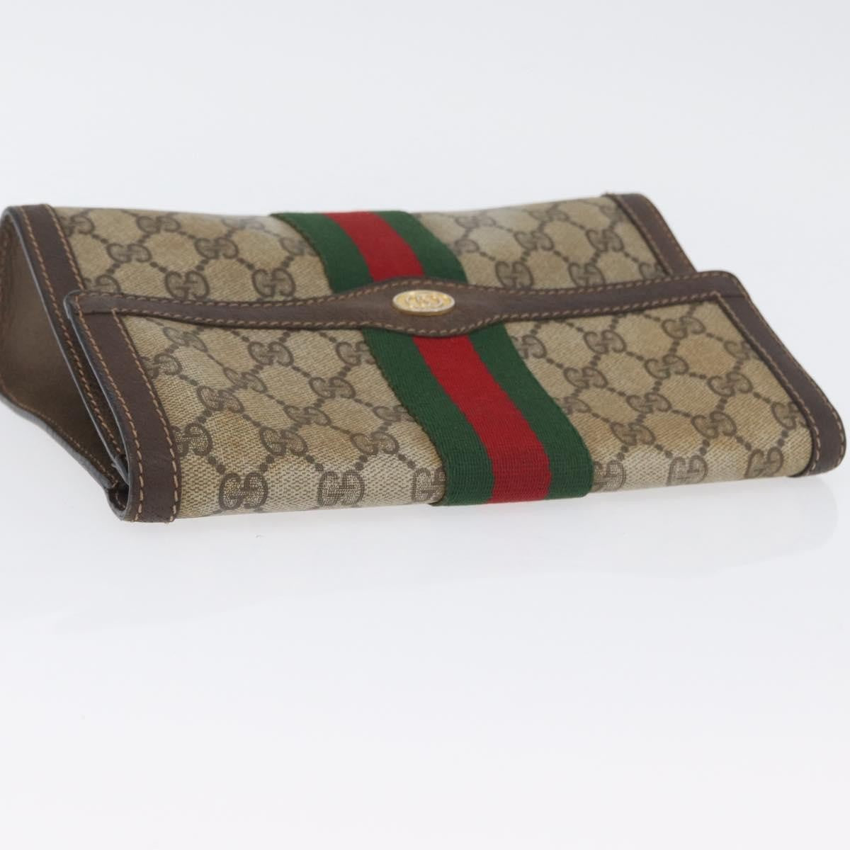 Gucci GUCCI GG Supreme Web Sherry Line Bag PVC Beige Gold 67 039 3087 Authentic 173857