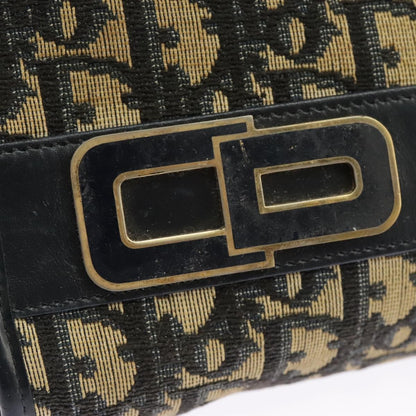 Dior Christian Dior Trotter Canvas Shoulder Bag Navy Gold Authentic 98475