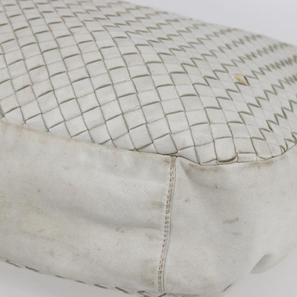 BOTTEGAVENETA BOTTEGAVENETA BOTTEGA VENETA INTRECCIATO Shoulder Bag Leather White Silver Authentic bs30958