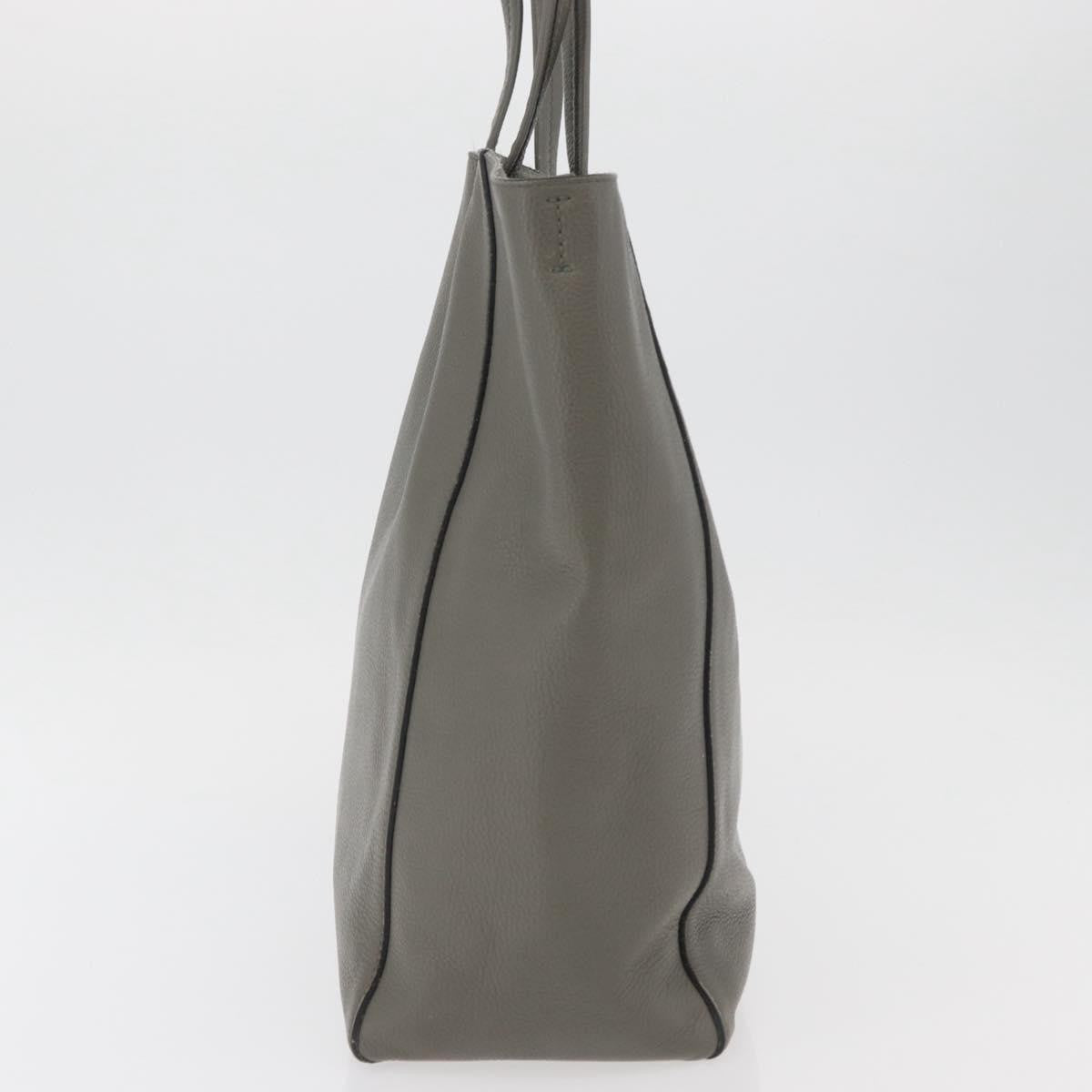 Celine CELINE Cabas Phantom Tote Bag Leather Gray Silver Authentic hk3679