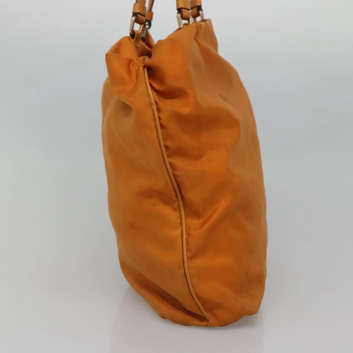 Prada PRADA Shoulder Bag Nylon Orange Gold Authentic EC663
