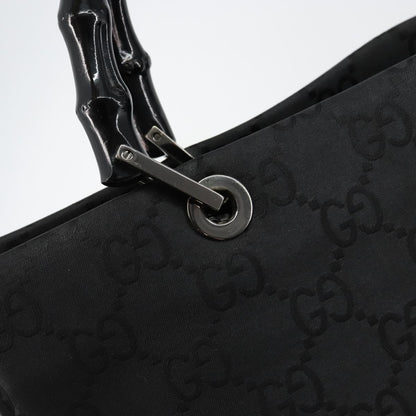 Gucci GUCCI Bamboo GG Canvas Hand Bag Black Silver 002 1010 3754 Authentic ep11357