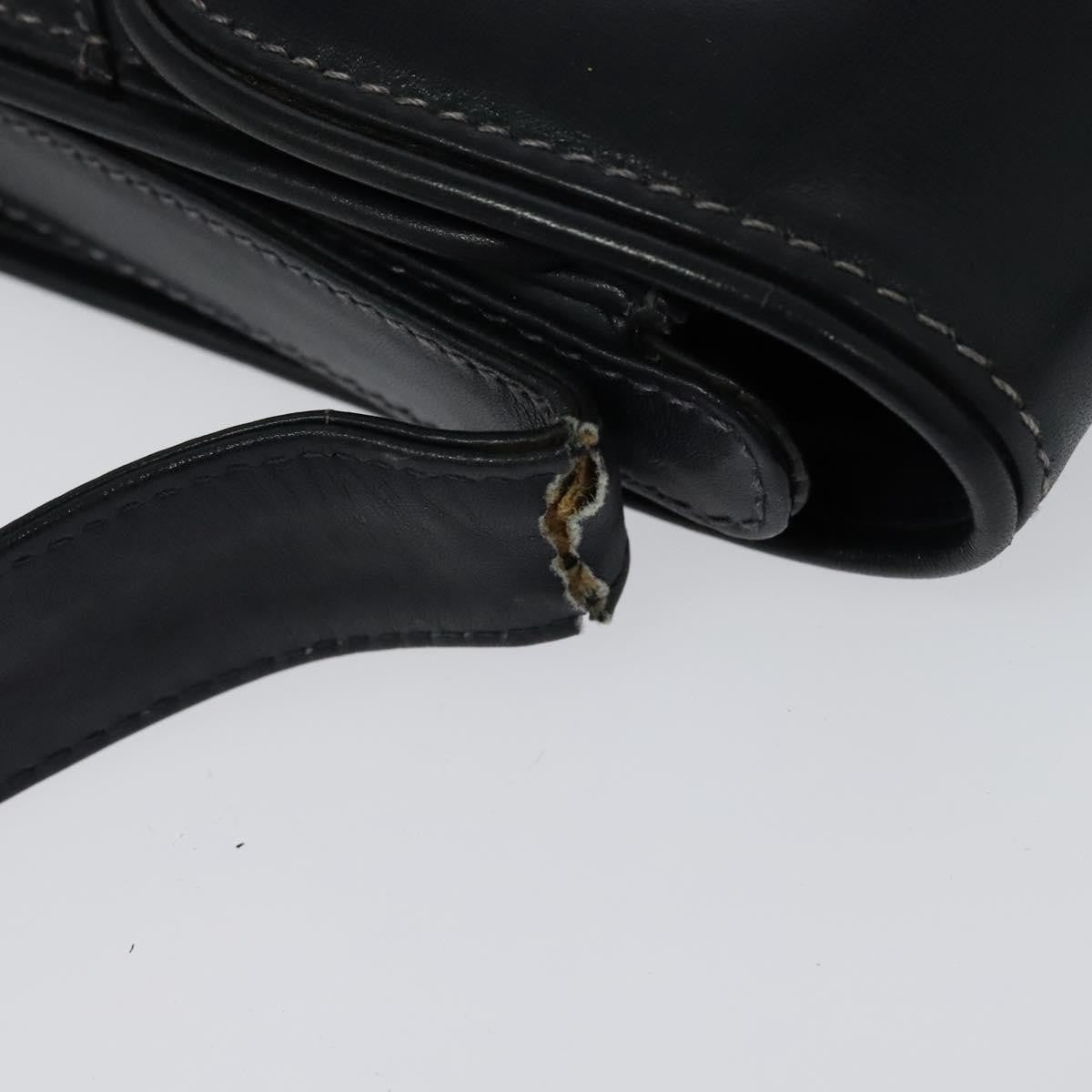 Gucci GUCCI Shoulder Bag Leather Navy Gold Authentic ep8402