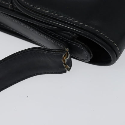 Gucci GUCCI Shoulder Bag Leather Navy Gold Authentic ep8402