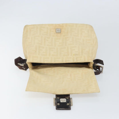 Fendi FENDI Zucca Canvas Mamma Baguette Shoulder Bag Beige Silver Authentic 162335