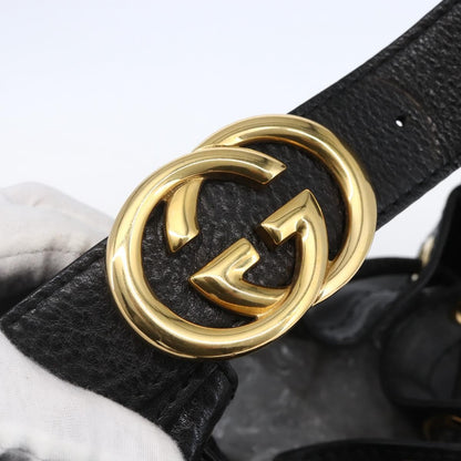 Gucci GUCCI Interlocking Shoulder Bag Leather Black Gold 223951 Authentic 152851