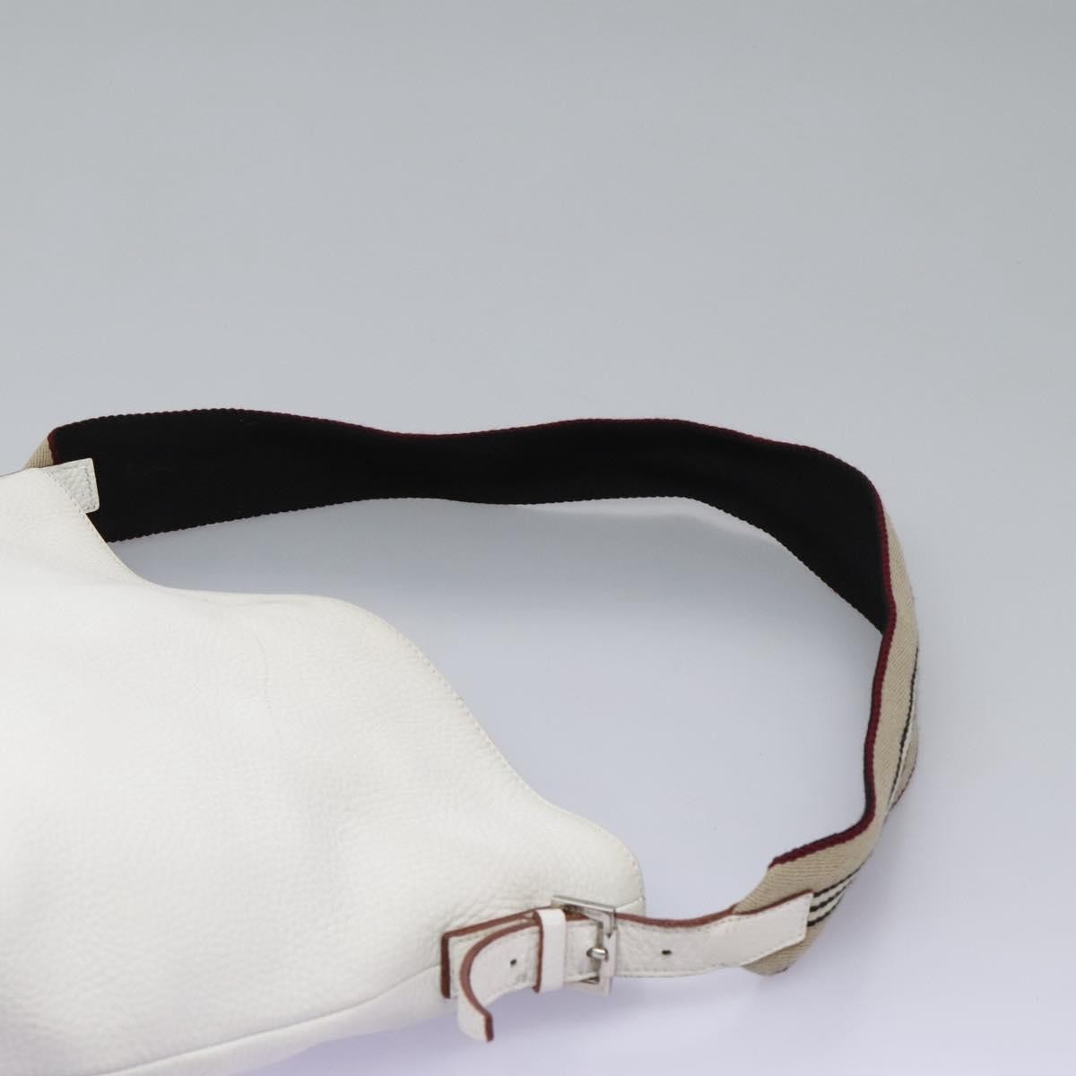 Burberry BURBERRY Shoulder Bag Leather White Silver Authentic BA2015