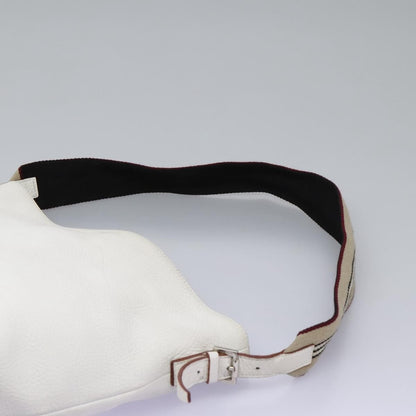 Burberry BURBERRY Shoulder Bag Leather White Silver Authentic BA2015