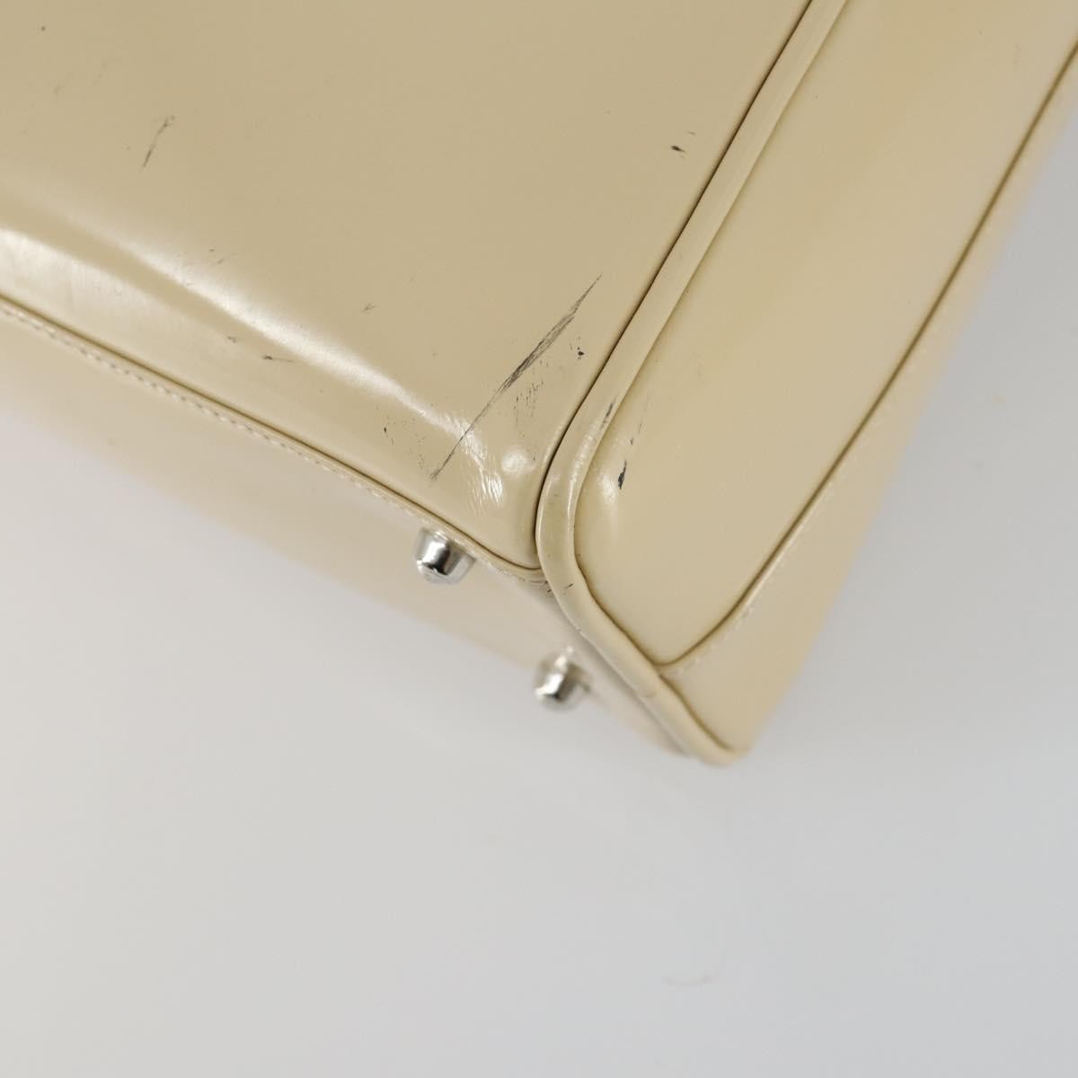 Gucci GUCCI Hand Bag Patent leather 2way Beige Silver 000 1274 0505 Authentic 155235