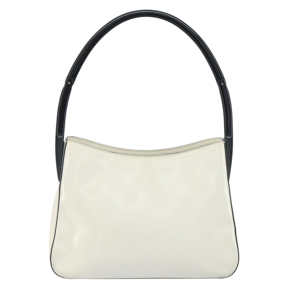 Prada PRADA Shoulder Bag Patent leather White Silver Authentic 162846