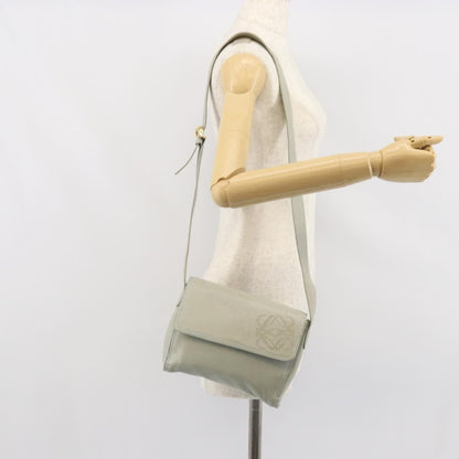 Loewe LOEWE Anagram Shoulder Bag Leather Gray Gold Authentic 166708
