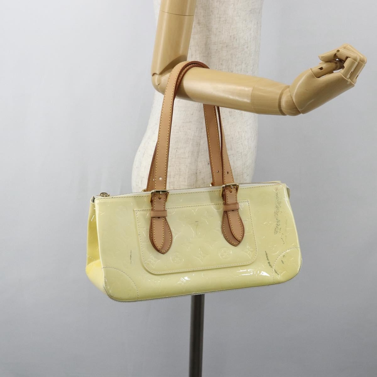Louis Vuitton LOUIS VUITTON Monogram Vernis Rosewood Avenue Hand Bag Perle M93508 Authentic ka519