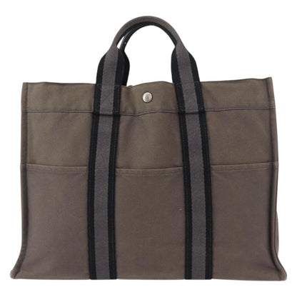 Hermès Hermès HERMES Fourre ToutMM Hand Bag Canvas Gray Silver Authentic 151280