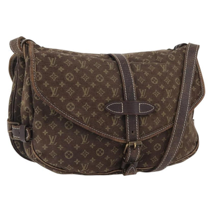 Louis Vuitton LOUIS VUITTON Monogram Mini Lin SaumurPM Shoulder Bag Brown M95227 Authentic BSZ306
