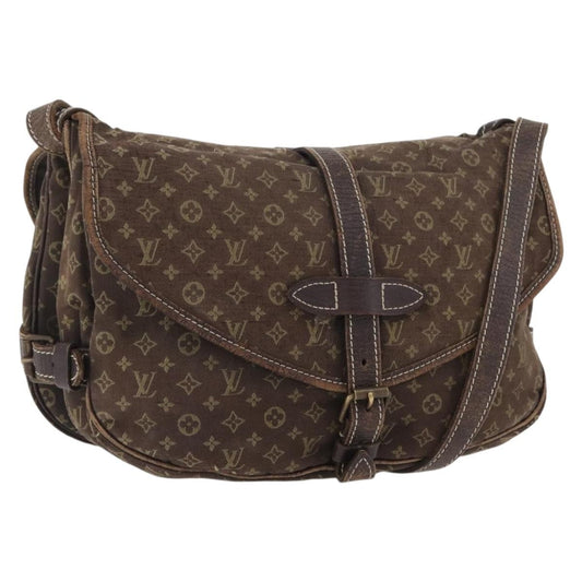 Louis Vuitton LOUIS VUITTON Monogram Mini Lin SaumurPM Shoulder Bag Brown M95227 Authentic BSZ306