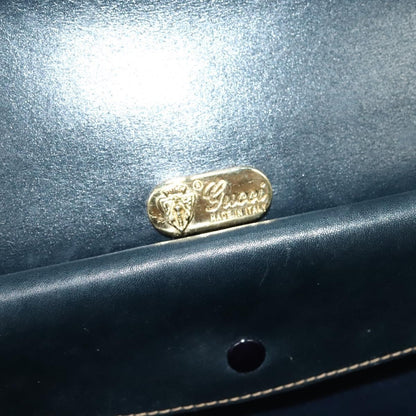 Gucci GUCCI Shoulder Bag Leather Navy Gold Authentic BD2006