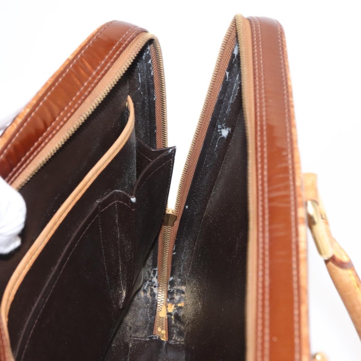 Louis Vuitton LOUIS VUITTON Monogram Vernis Van Damme Hand Bag Bronze M91125 LV Authentic BA8606