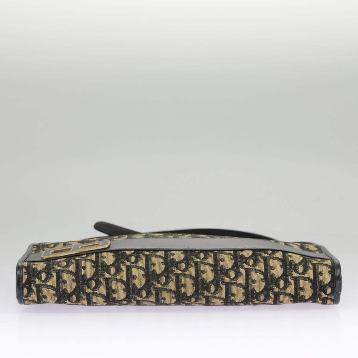 Dior Christian Dior Trotter Canvas Shoulder Bag Navy Gold Authentic 98475