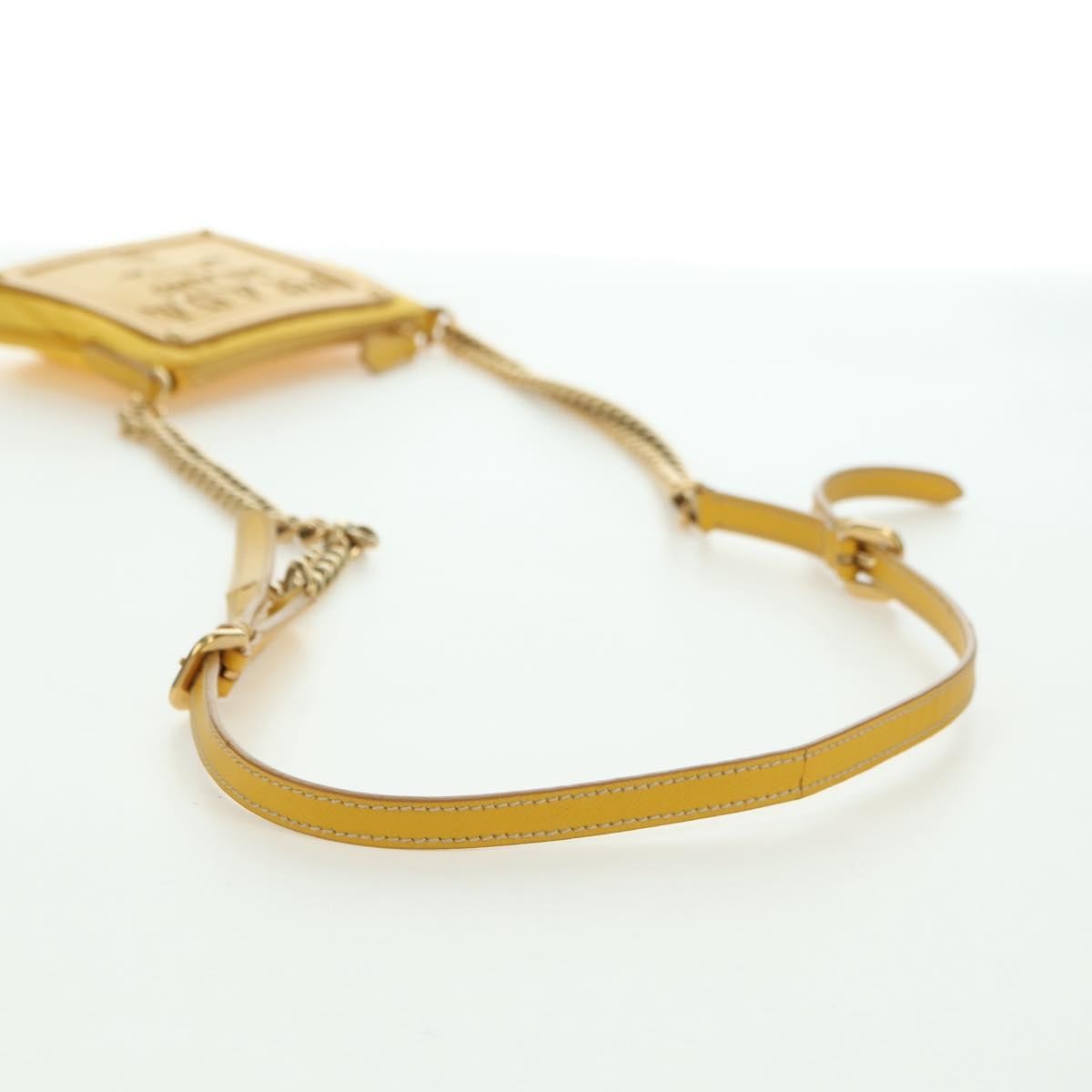Prada PRADA Chain Shoulder Bag Nylon Leather Yellow Gold Authentic 143507