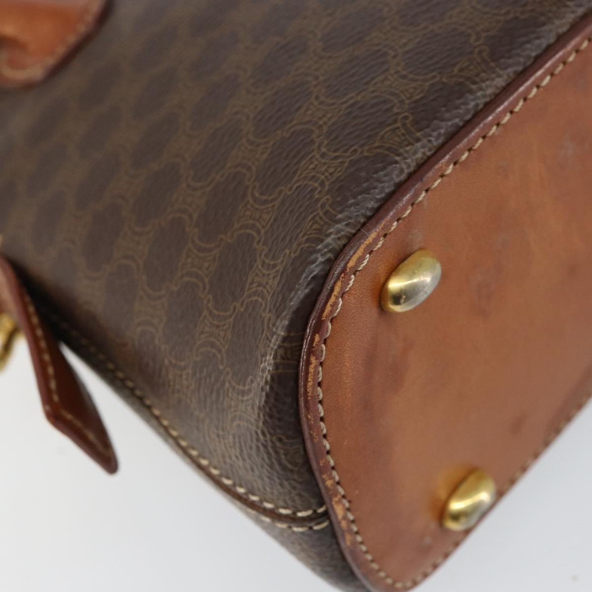 Celine CELINE Macadam Canvas Hand Bag PVC 2way Brown Gold Authentic 151939