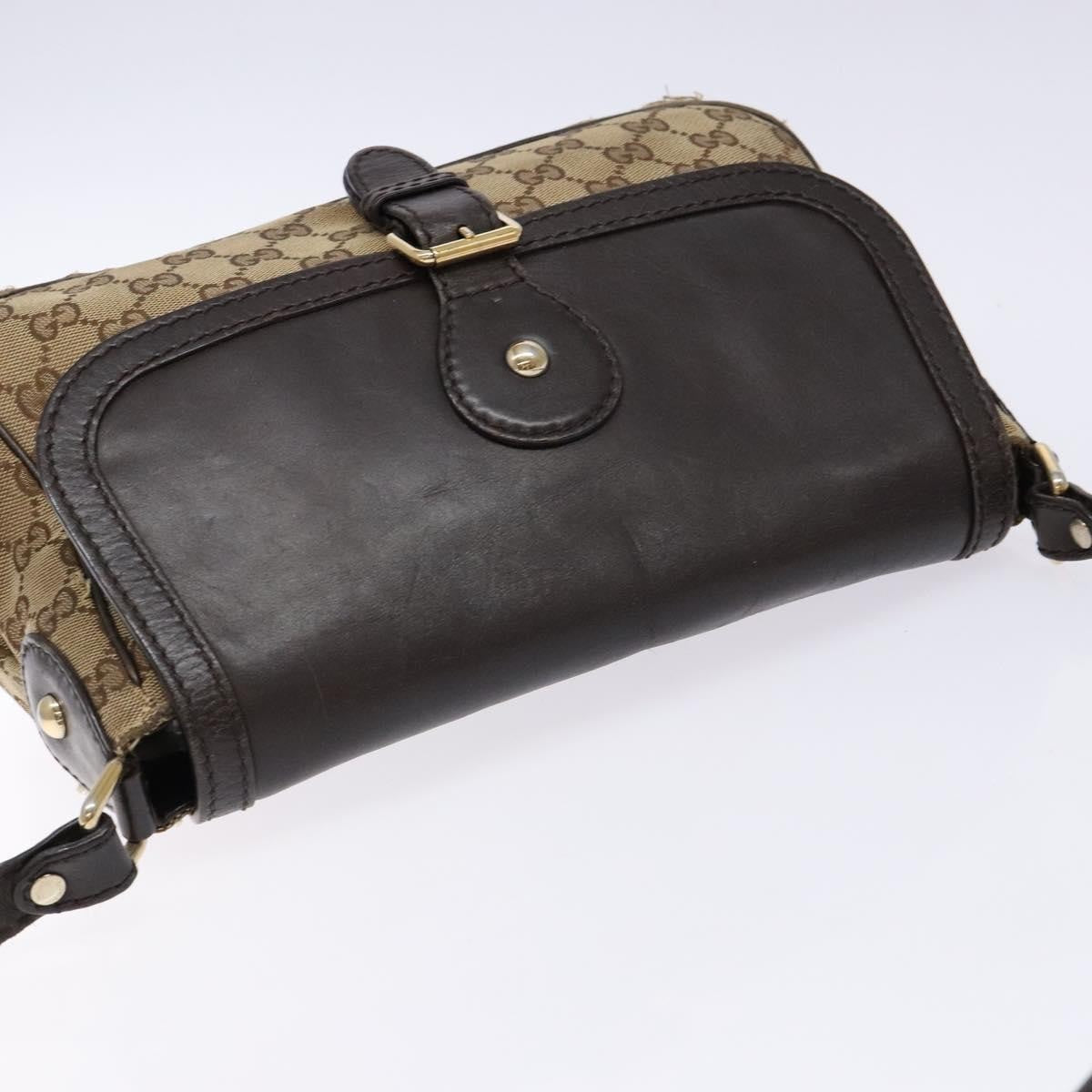 Gucci GUCCI GG Canvas Shoulder Bag Beige Silver Brown 308452 Authentic bs28633