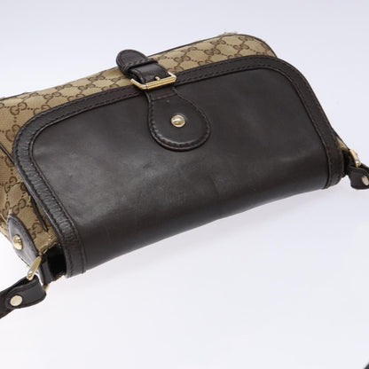 Gucci GUCCI GG Canvas Shoulder Bag Beige Silver Brown 308452 Authentic bs28633