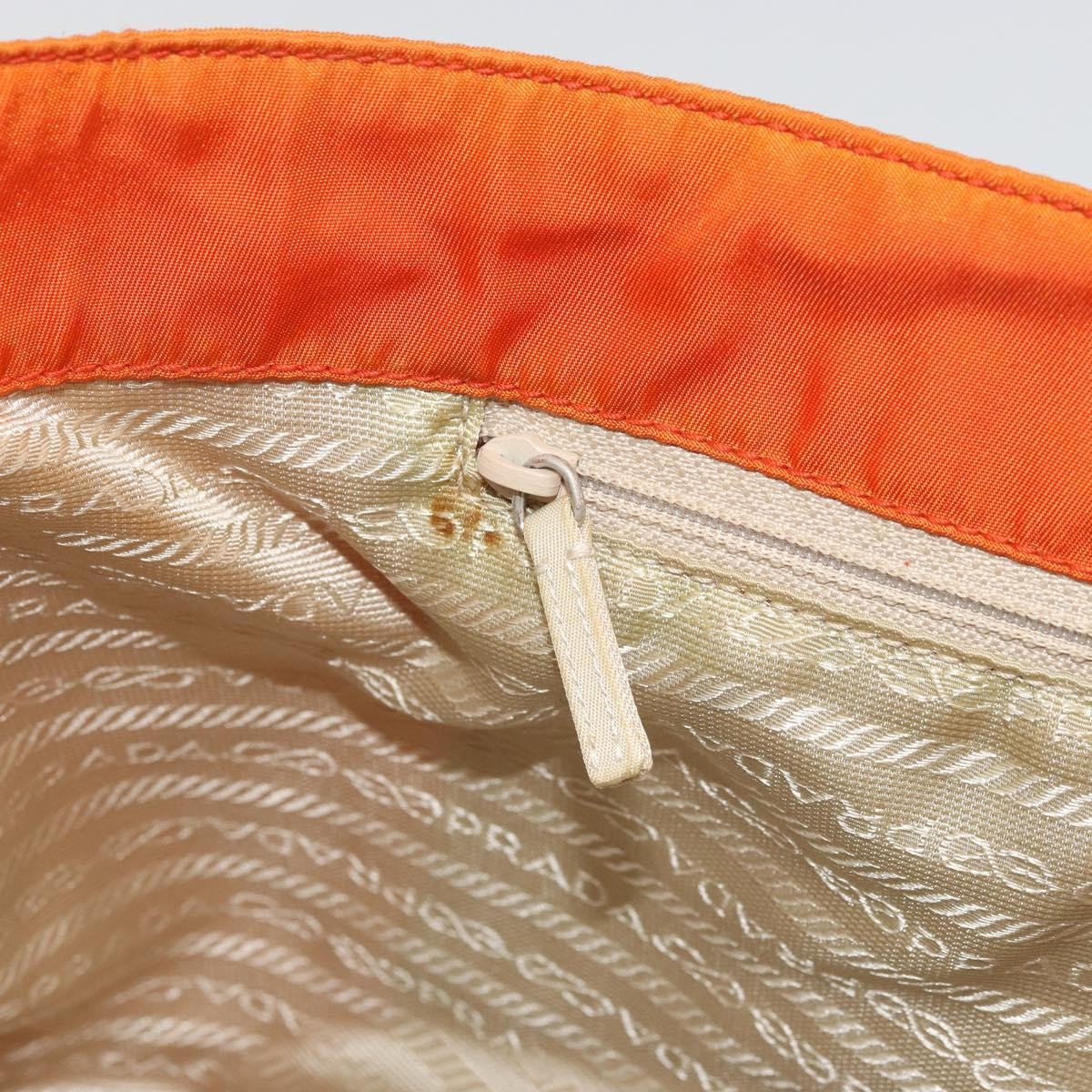 Prada PRADA Tote Bag Nylon Orange Silver Authentic 175378