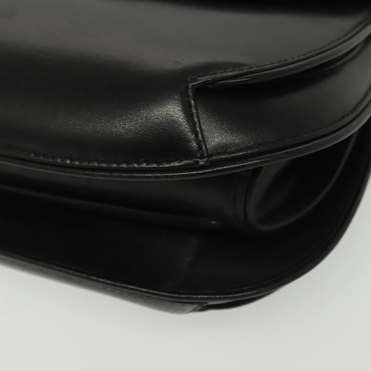 Gucci GUCCI Hand Bag Leather Black Gold 000 056 0004 Authentic ep10863