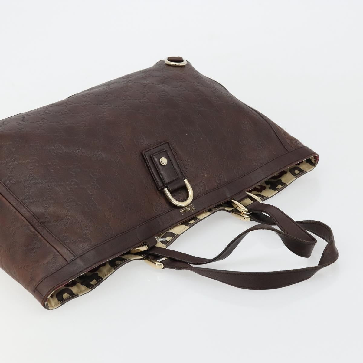 Gucci GUCCI GG Canvas Guccissima Tote Bag Leather Brown Gold 141472 Authentic 176366