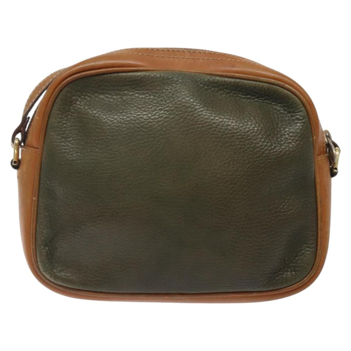 Celine CELINE Shoulder Bag Leather Khaki Gold Authentic bs25384