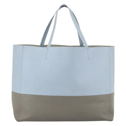 Celine CELINE Horizontalkava Tote Bag Leather Light Blue Silver Authentic BA10939