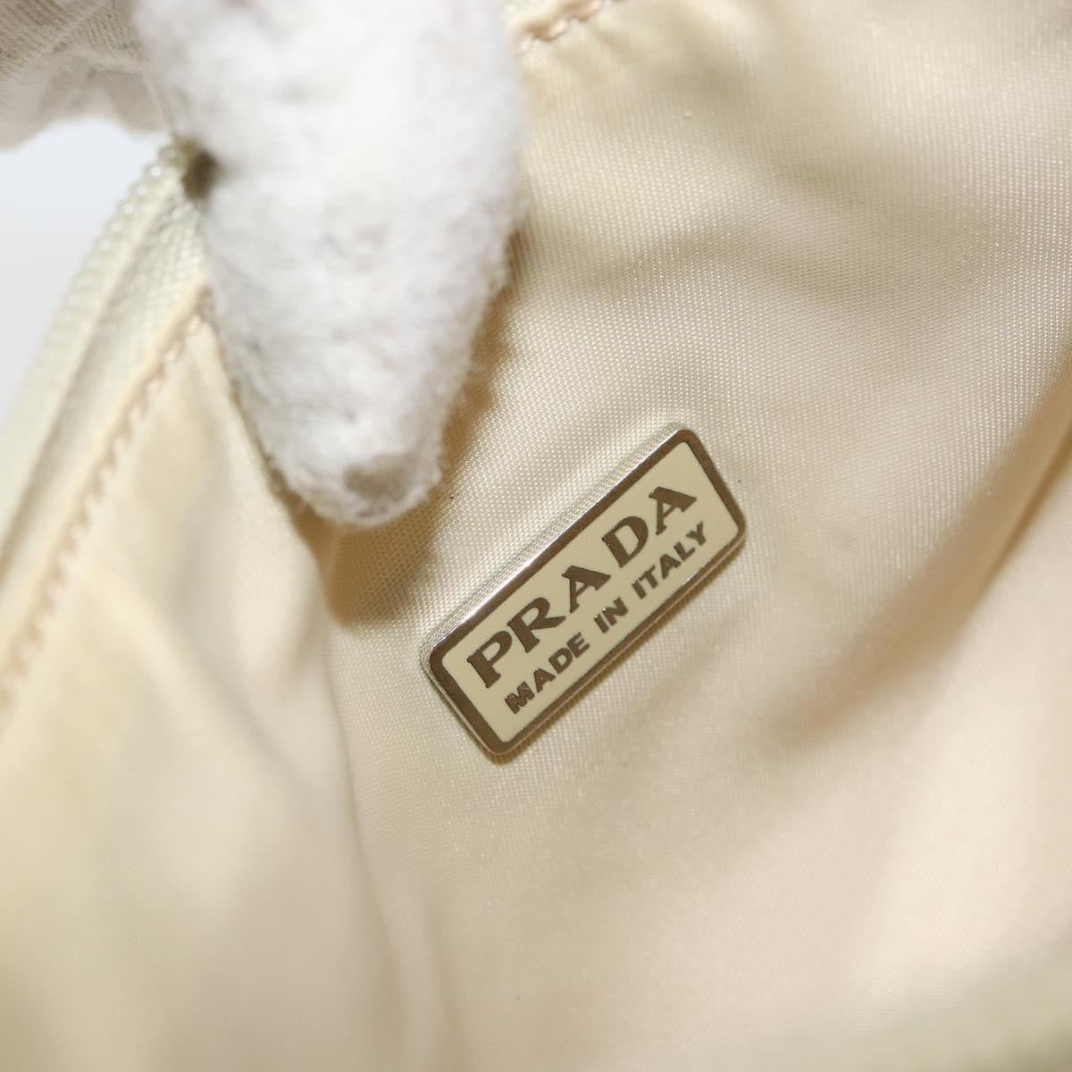 Prada PRADA Hand Bag Nylon Ivory Silver Authentic 163192