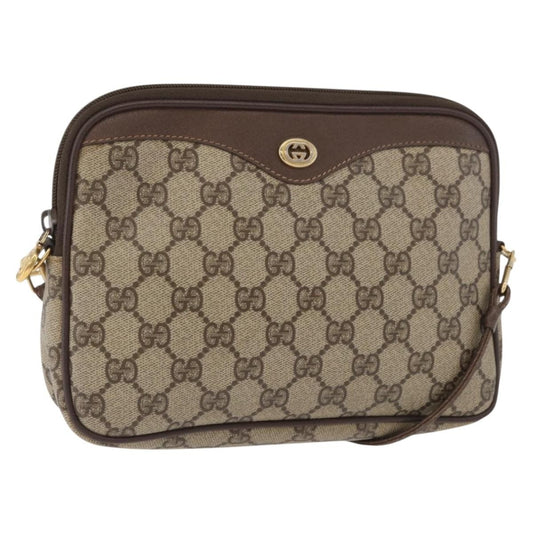 Gucci GUCCI GG Supreme Shoulder Bag PVC Beige Gold 97 02 068 Authentic BA13116
