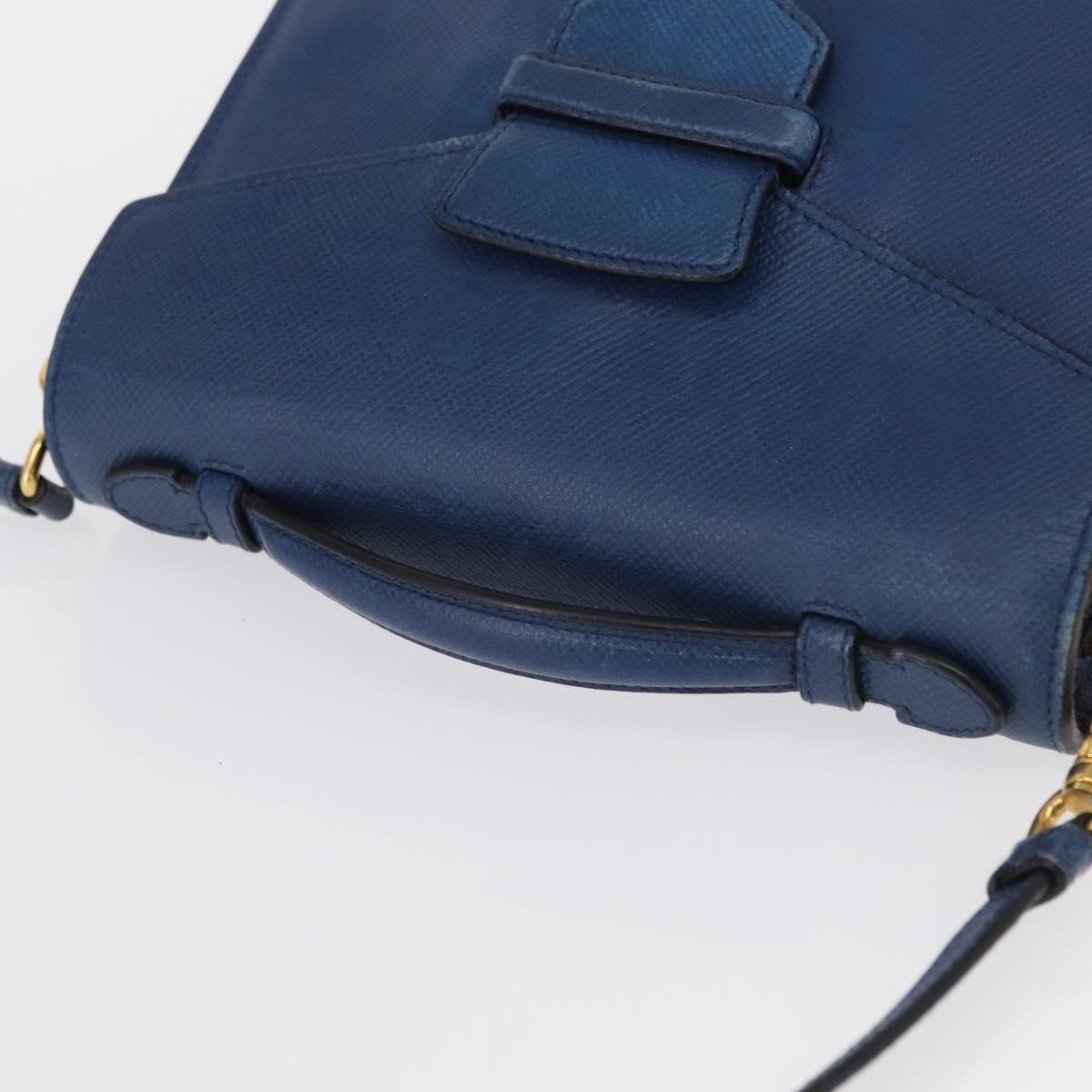 Prada PRADA Hand Bag Safiano leather 2way Blue Gold Authentic 163032