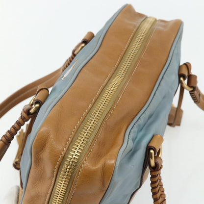 Prada PRADA Shoulder Bag Nylon Light Blue Gold Authentic 179021