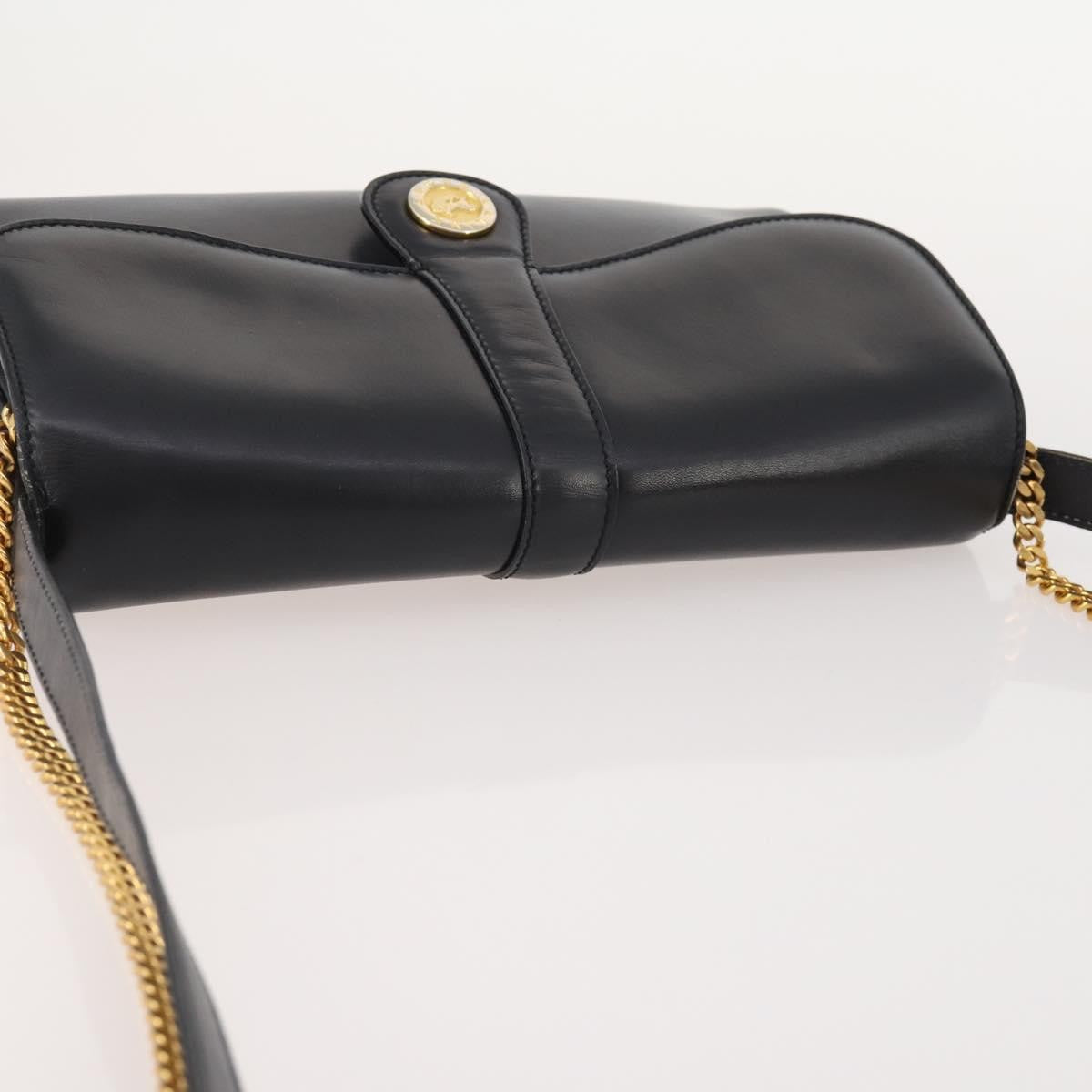 Celine CELINE Chain Shoulder Bag Leather Black Gold Authentic BAZ281