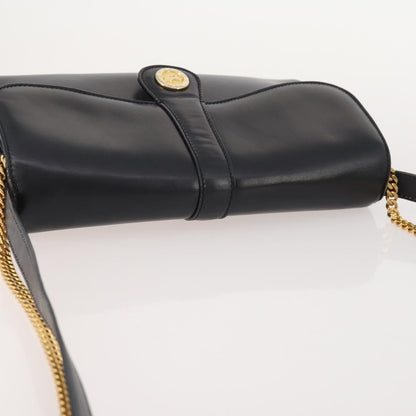 Celine CELINE Chain Shoulder Bag Leather Black Gold Authentic BAZ281