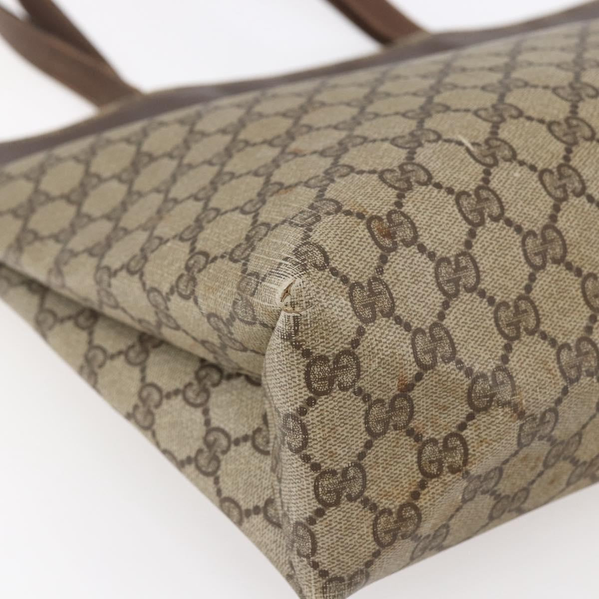 Gucci GUCCI GG Supreme Tote Bag PVC Beige 156 02 109 Authentic bs30092