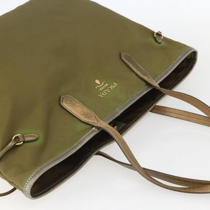 Prada PRADA Hand Bag Nylon Khaki Gold Authentic 159131