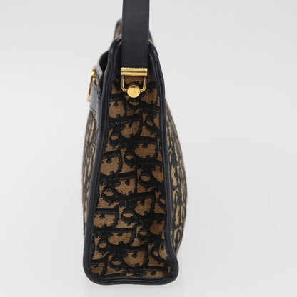 Dior Christian Dior Trotter Canvas Shoulder Bag Navy Gold Authentic 181395