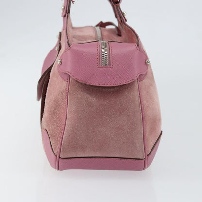 Salvatore Ferragamo Salvatore Ferragamo Gancini Hand Bag Suede Leather Pink Silver Authentic bs30801