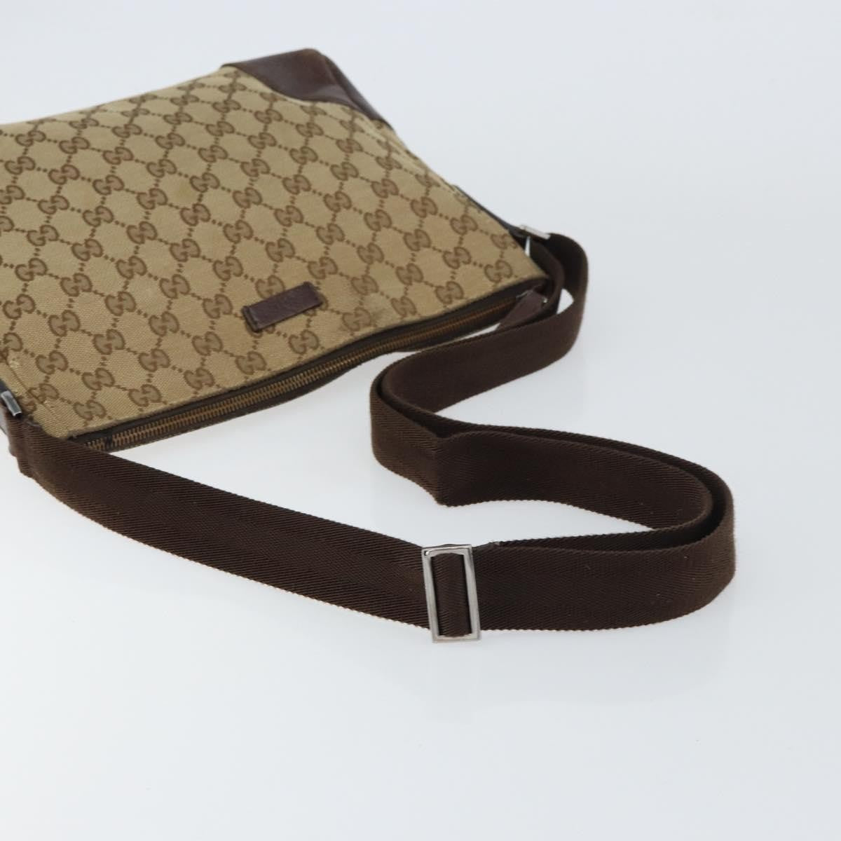 Gucci GUCCI GG Canvas Shoulder Bag Beige Silver 114273 Authentic 157746